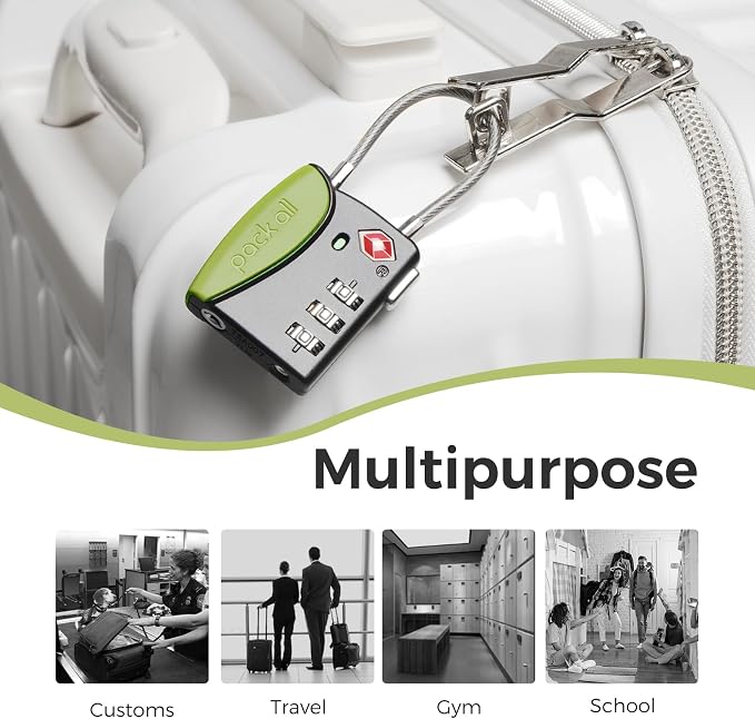 pack all TSA Approved Cable Luggage Locks, 3 Digit Combination Padlocks - Image 7