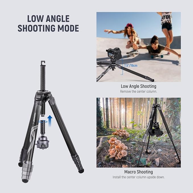 NEEWER LITETRIP LT32 62" Travel Tripod Carbon Fiber - Image 8
