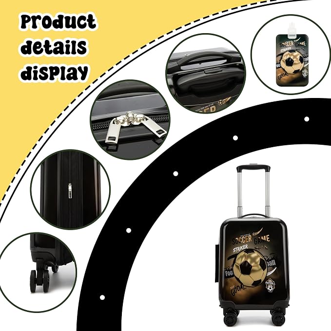 Kids Football Suitcase Set for Boys Hardside Luggage - Image 3
