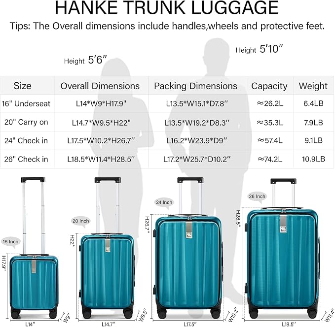 Hanke 20 Inch Carry On Luggage - Image 3