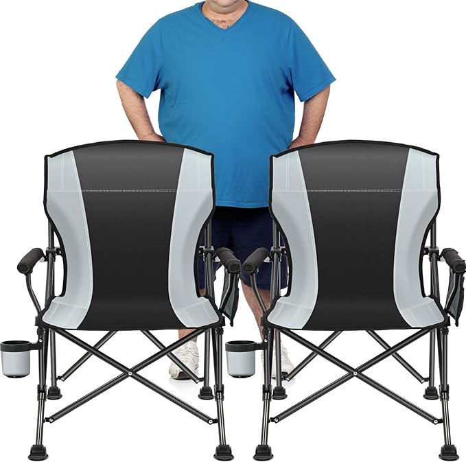 2 Pack Oversized Folding Camping Chair by LINGRONG