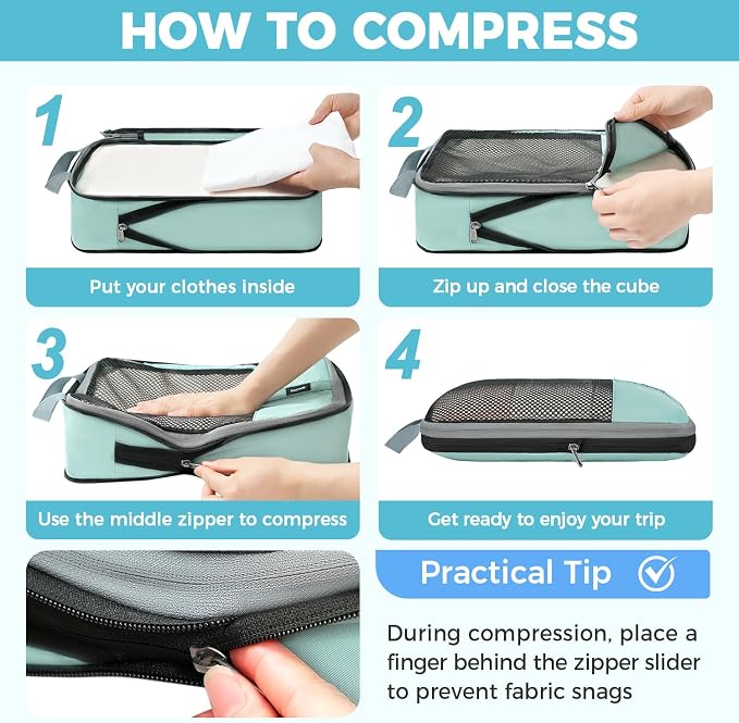 BAGAIL 4 Set/6 Set/8 Set Compression Packing Cubes Travel Accessories - Image 4
