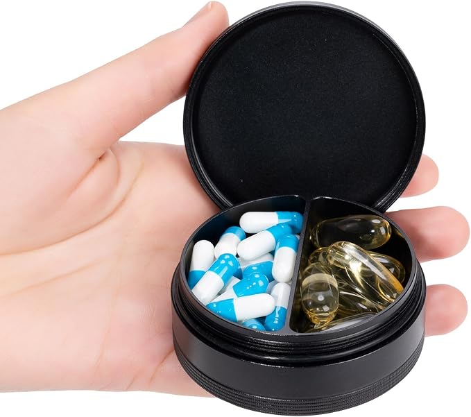 2 Compartment Metal Pill Box by XHT