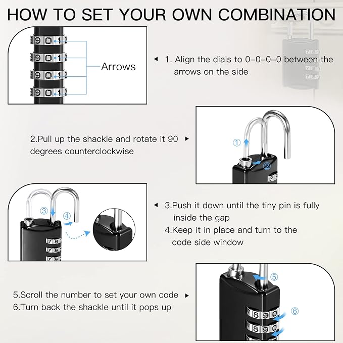 Moxweyeni 10 Pcs 4 Digit Combination Lock Small Combo Luggage Number Locks - Image 4