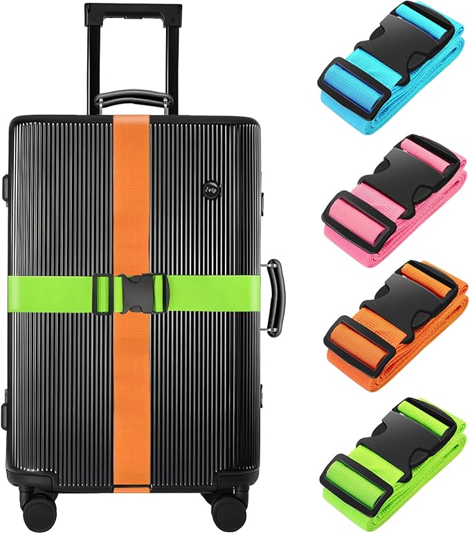 BILIONE 4 Pack Luggage Straps 79" Long Belts Keep Suitcase Secure While by BILIONE
