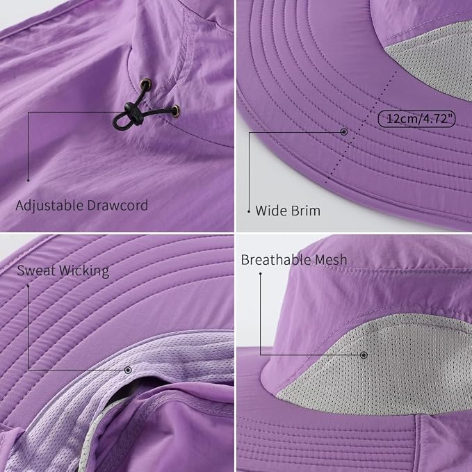Home Prefer Outdoor UPF50+ Sun Hat Wide Brim Mesh Fishing Hat - Image 4