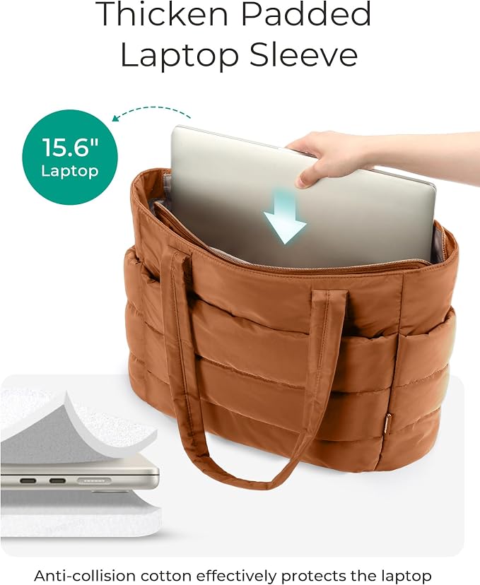 BAGSMART Tote Bag for Women, Lightweight Puffy Tote Bag - Image 4