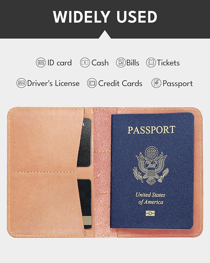 ALLIVE Passport Holder for Travel Women Men, Genuine Leather Passport Cover - Image 3