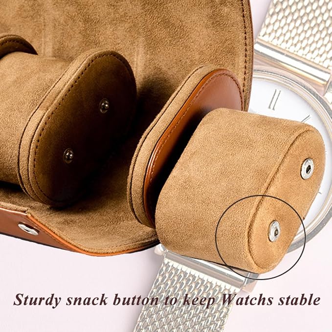 Watch Travel Case, Luxury Leather Watch Roll 2 Slot Organizer Box, Jewelry - Image 5