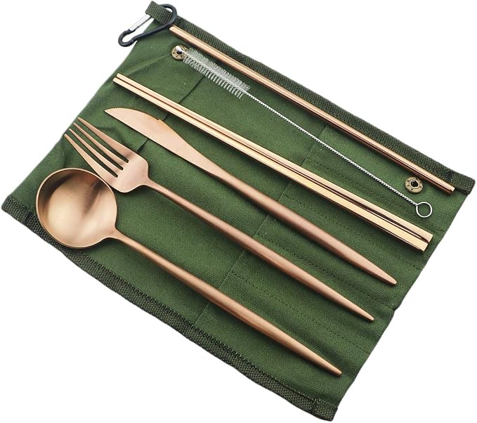 Gugrida Reusable Travel Utensils, 7 Piece Portable 304 Stainless Steel - Image 6