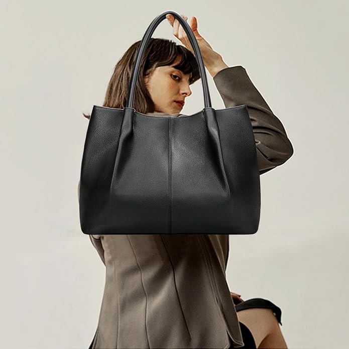 KKXIU Tote Bag for Women Vegan Leather Shoulder Purse Large Capacity Travel Bag - Image 4