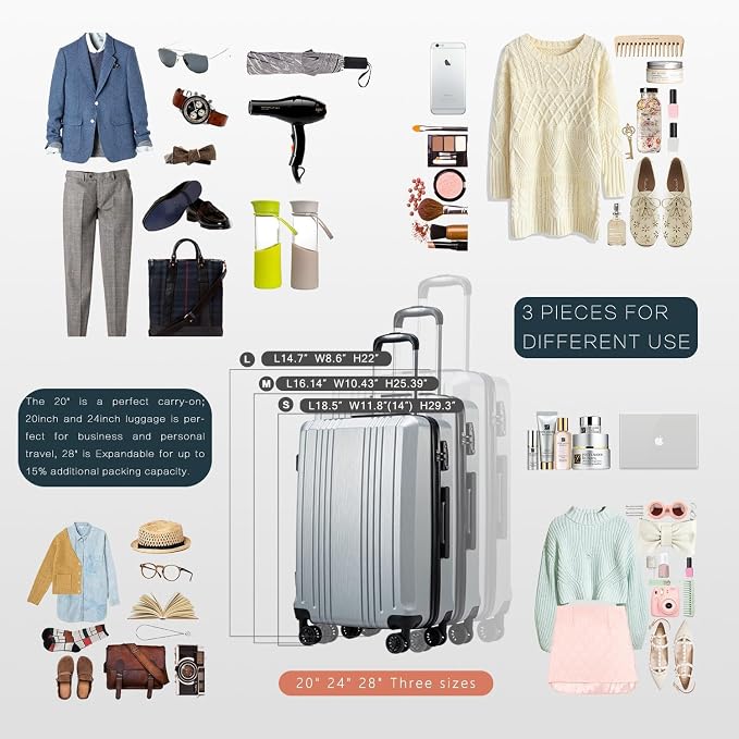 Coolife Luggage Suitcase PC+ABS - Image 7