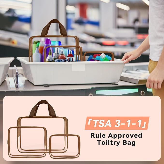 TISRATOK 10 PCS Clear Travel Makeup Toiletry Bag, Plastic PVC Cosmetic TSA - Image 5