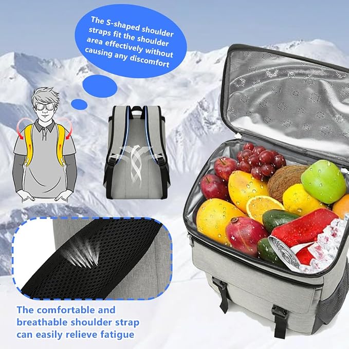 Cooler Backpack, 30 Cans Backpack Coolers Insulated Leak Proof - Image 4