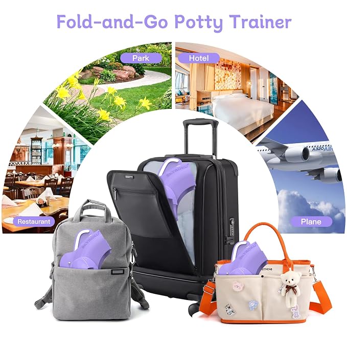 SKYROKU Foldable Kids Toilet Seat – Portable & Anti-Slip Travel Potty Training - Image 7