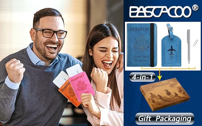 Passport Holder With Luggage Tag Travel Essentials Passport Cover Wallet RFID - Image 6