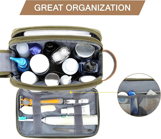 BAGSMART Toiletry Bag for Men, Canvas Travel Toiletry Organizer Dopp Kit - Image 2
