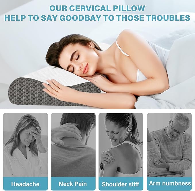 2 Pack Memory Foam Cooling Bed Pillows - Image 3