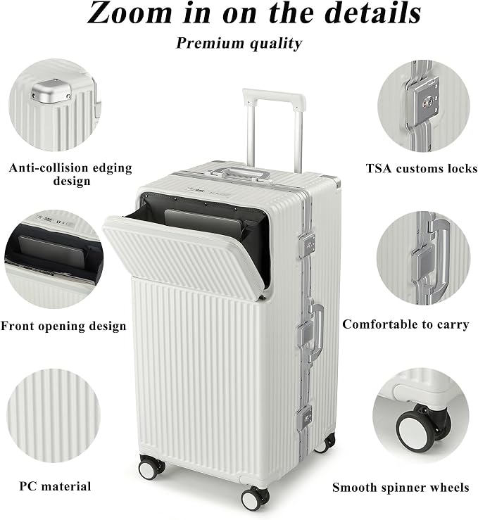 feilario 30in Super Large Captain Aluminum Frame Hardside Spinner Wheels Luggage - Image 4