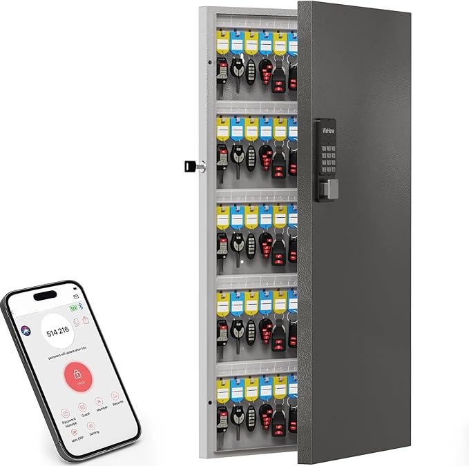 120 Key Lock Box Wall Mount, APP Bluetooth/Wi-Fi, OTP/Fixed Code, Key Unlock by DiDiHere