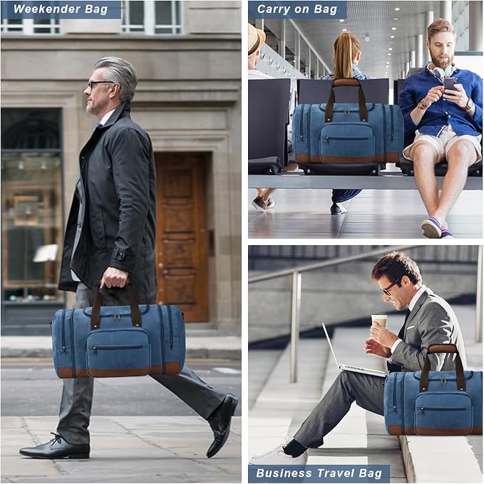 Litvyak Duffle Bag for Travel, 50L Canvas Travel Duffel Bags Overnight Weekend - Image 2