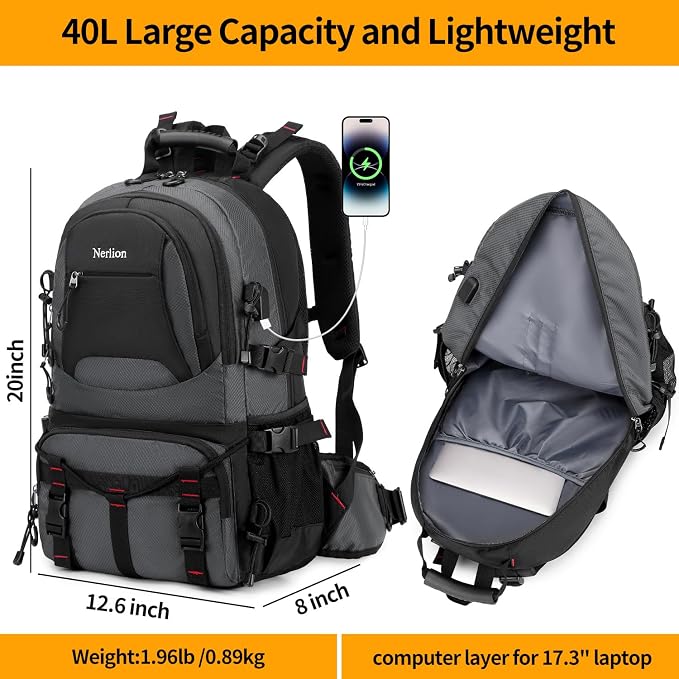 Nerlion 40L Hiking Backpack Travel Backpack - Image 5