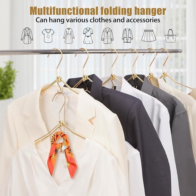 VWV 10P Gold Hanger, 15.35 Inch Fashion Metal Folding Clothes Hanger, - Image 6