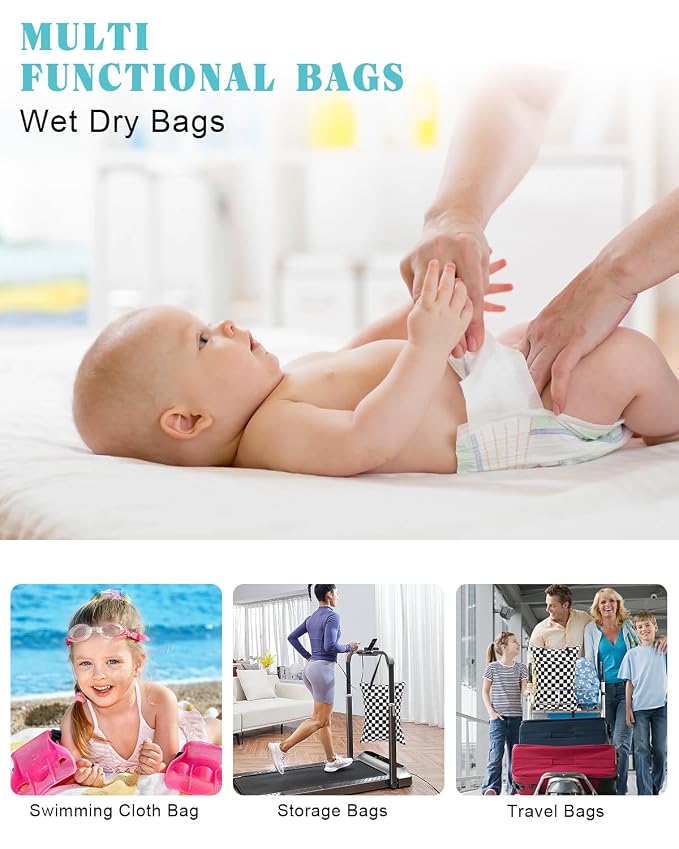 ALVABABY 2 Pack Large Wet Dry Bag Waterproof Hanging Cloth Diaper - Image 6