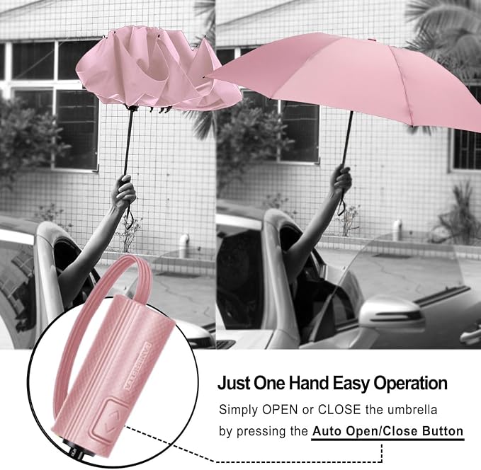 LANBRELLA Compact Reverse Folding Umbrella Auto Windproof Travel Umbrella - Image 4