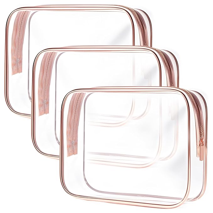 Clear Toiletry Bag, 3 Packs TSA Approved Water resistant Travel Organizer by TRODANCE