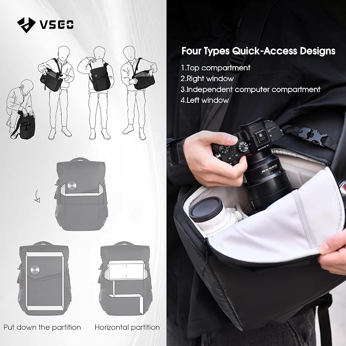 VSGO Black Snipe Camera Backpack 16L – Lightweight 1.1kg Professional DSLR/SLR - Image 6