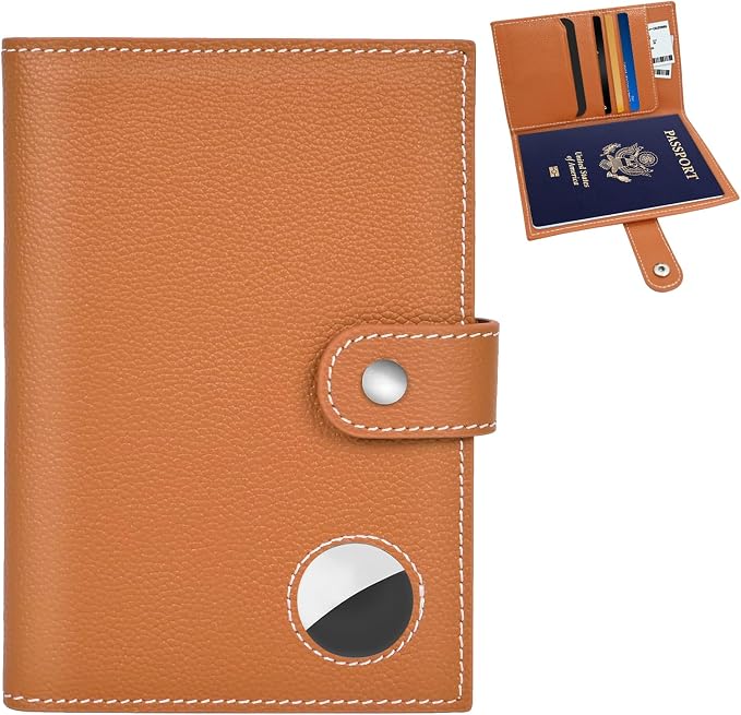 Genuine Leather Passport Holder, RFID Blocking Travel Wallet by Unknown