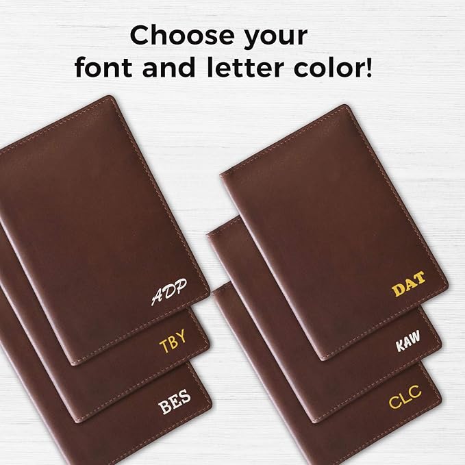 Personalized Monogrammed Toffee Leather RFID Passport Wallet - Image 3