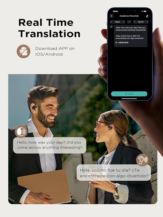 CXK AI Translation Earbuds Real Time 134 Languages 60H Playtime Translator Ear - Image 6