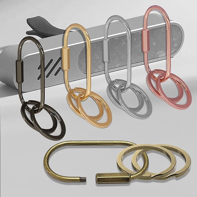 Key Chain, Brass Key Rings 2 Pack Screw Lock Key Organizer - Image 5