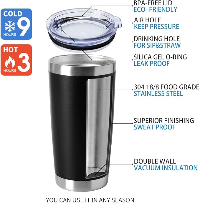 HASLE OUTFITTERS 20oz Tumblers Bulk Stainless Steel Cup - Image 4