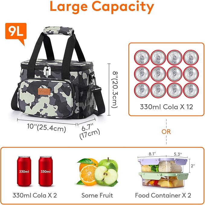 Lifewit Medium Lunch Bag Insulated Lunch Box Soft Cooler Cooling Tote - Image 4