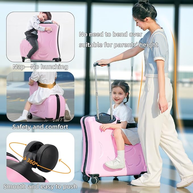 N-A Kids Ride On Suitcase with Wheels, Scooter Luggage - Image 2