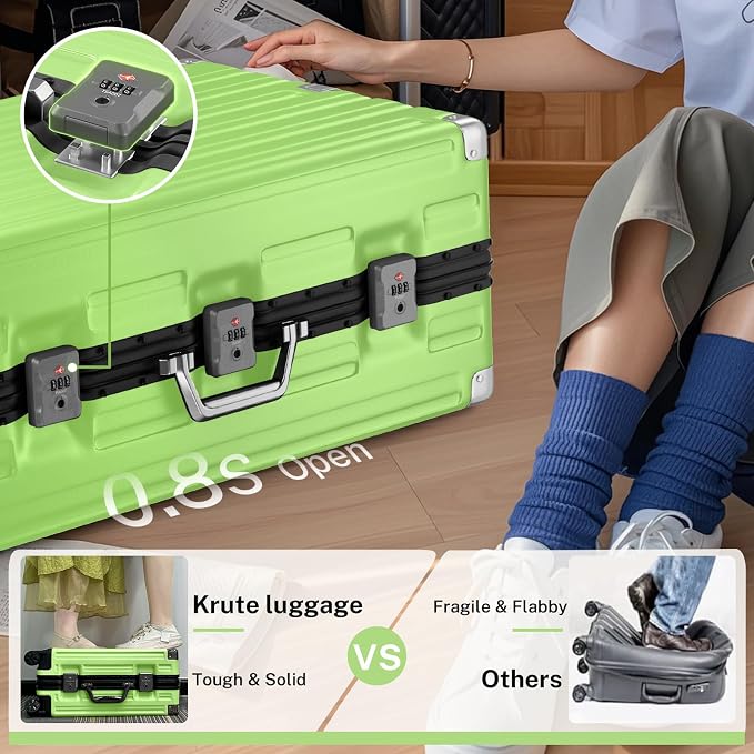 Krute Luggage 28 Inch Aluminum Frame Luggages TSA Lock No Zipper Checked - Image 8