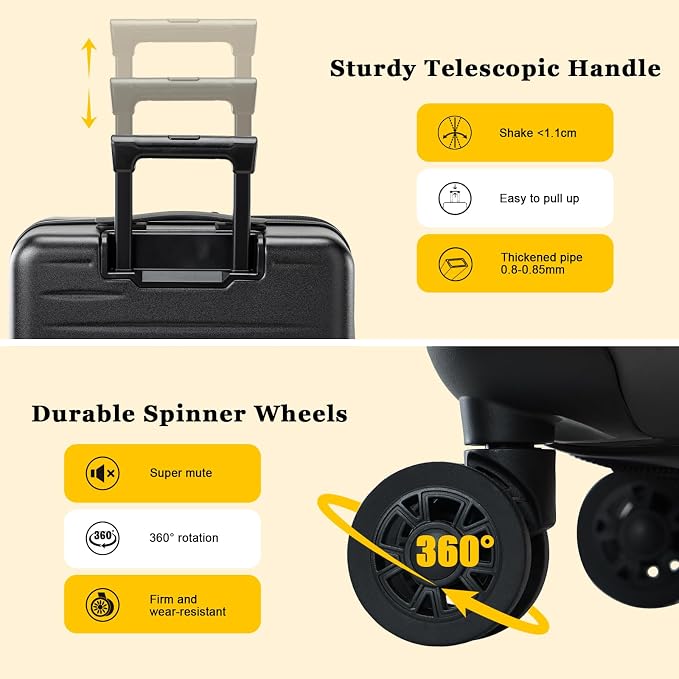 16 Inch Carry On Luggage Airline Approved, Expandable Lightweight ABS+PC Hard - Image 5