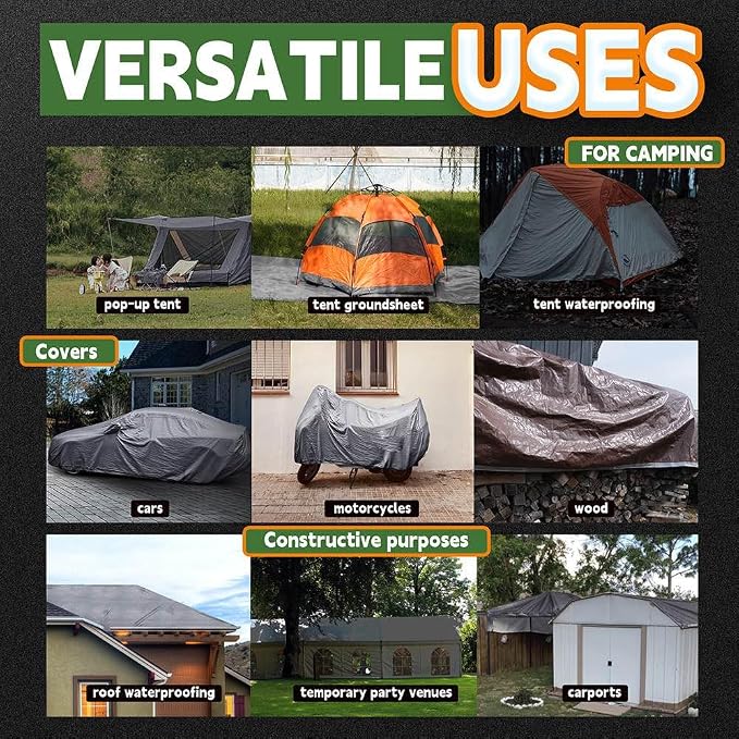 RAINDEWAY Tarps Heavy Duty Waterproof 14x14 Feet, 10Mil Multipurpose Poly Tarp - Image 7