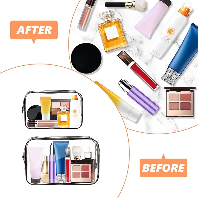 AURUZA 6 Pack Clear Toiletry Bag, Portable Travel Makeup Bags - Image 5