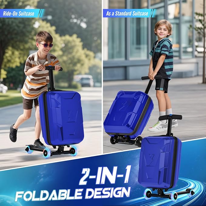 smilesun Scooter Suitcase for Kids & Adults, Foldable Carry On Travel Luggage - Image 2