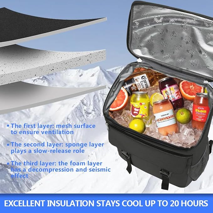 Cooler Backpack, 30 Cans Backpack Coolers Insulated Leak Proof - Image 2