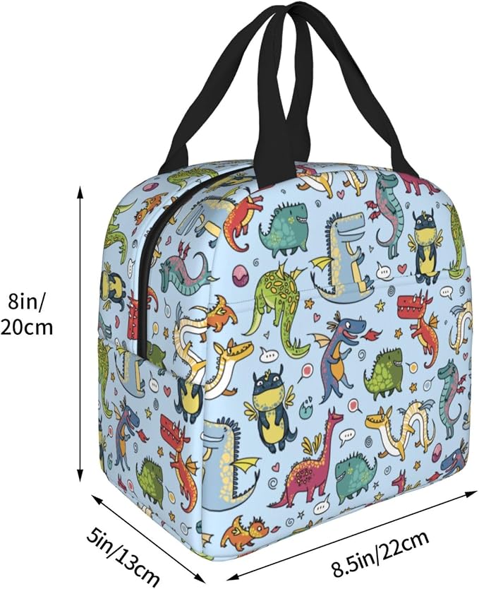 Cute Dragon Lunch Box Animal Lunch Bag Insulated Reusable Lunch Tote Bag Cooler - Image 6