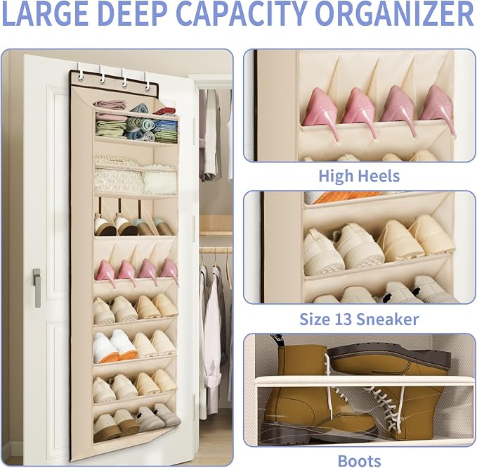 FENTEC 1 Pack Over The Door Shoe Organizer, 8-Tier Shoe Rack - Image 2