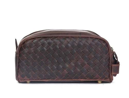 10" Premium Leather Toiletry Travel Pouch - Image 2