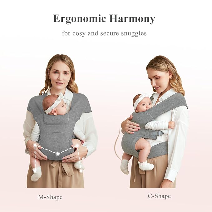 Newborn Carrier, Cozy Baby Carrier, Ergonomic Cross-Back Wrap, Hands-Free - Image 3