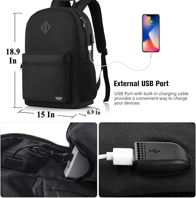 17 Inch Backpack for School Business Travel, Computer Bookbag Schoolbag for - Image 6