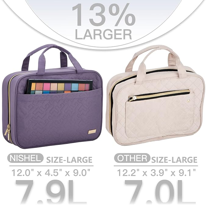 NISHEL Travel Toiletry Bag for women, Portable Hanging Organizer for Full-Sized - Image 3